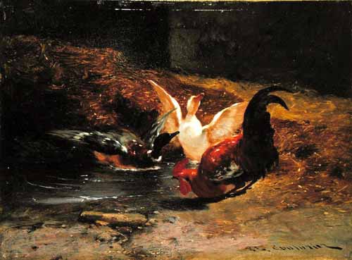 Canards et coq  par Philibert Léon Couturier