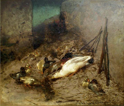 Volailles picorant  par Philibert Léon Couturier